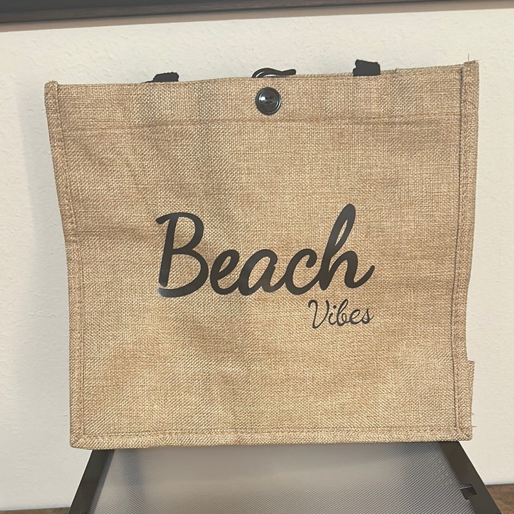 SHEIN Tan 'Beach Vibes' Tote Bag